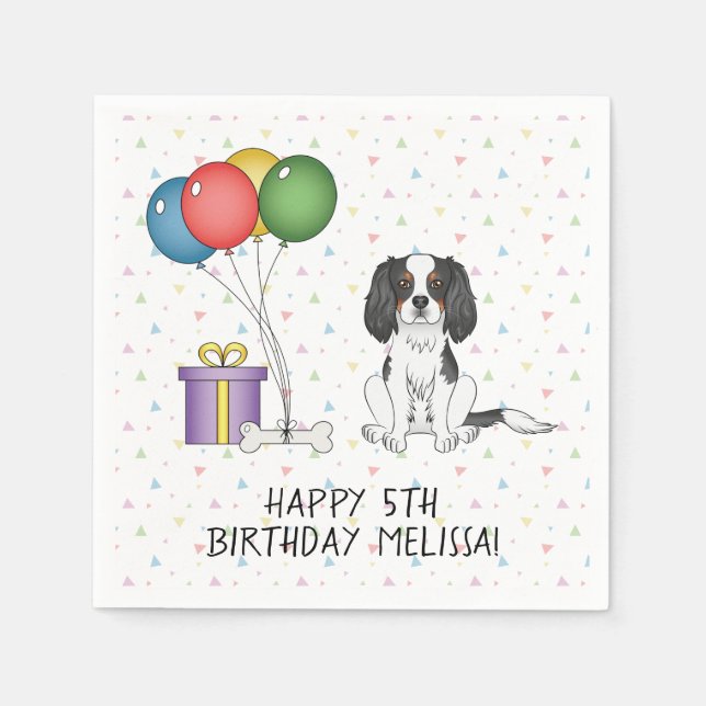Guardanapo De Papel Cavalier King Charles Spaniel Tricolor - Aniversár (Frente)
