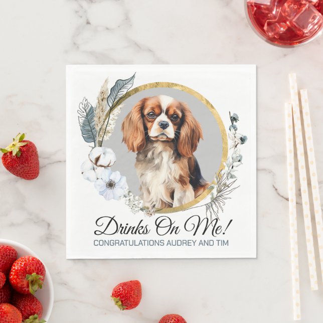 Guardanapo De Papel Cavalier King Charles Spaniel Wedding Napkins (Insitu)