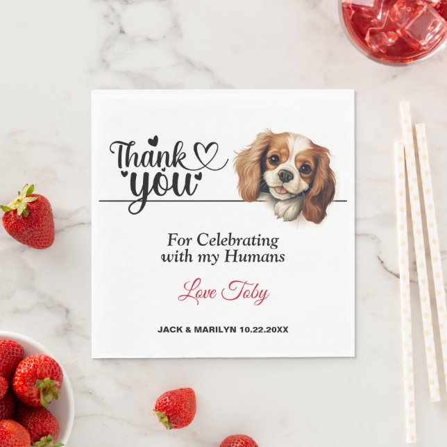 Guardanapo De Papel Cavalier King Charles Spaniel Wedding Obrigado (Insitu)