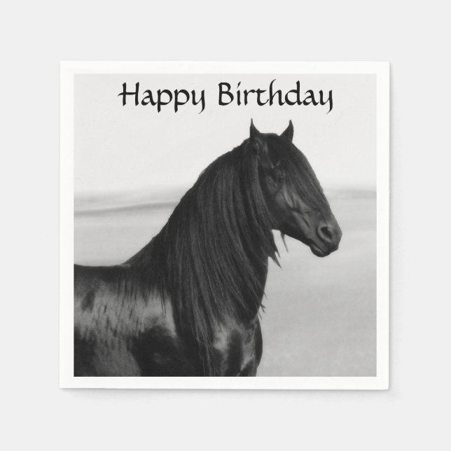 Guardanapo De Papel Cavalo de garanhão preto da Frísia (Frente)