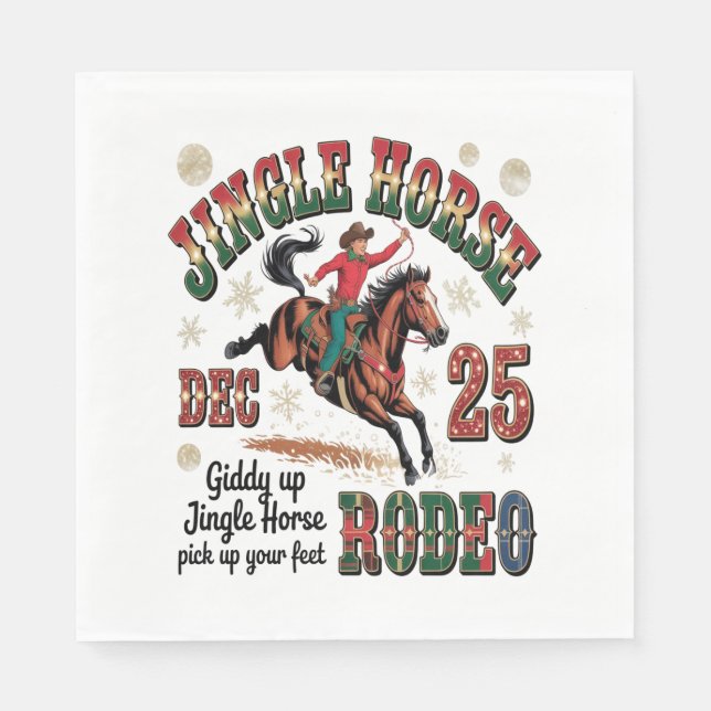 Guardanapo De Papel Cavalo de Jingle Rodeo de Natal (Frente)