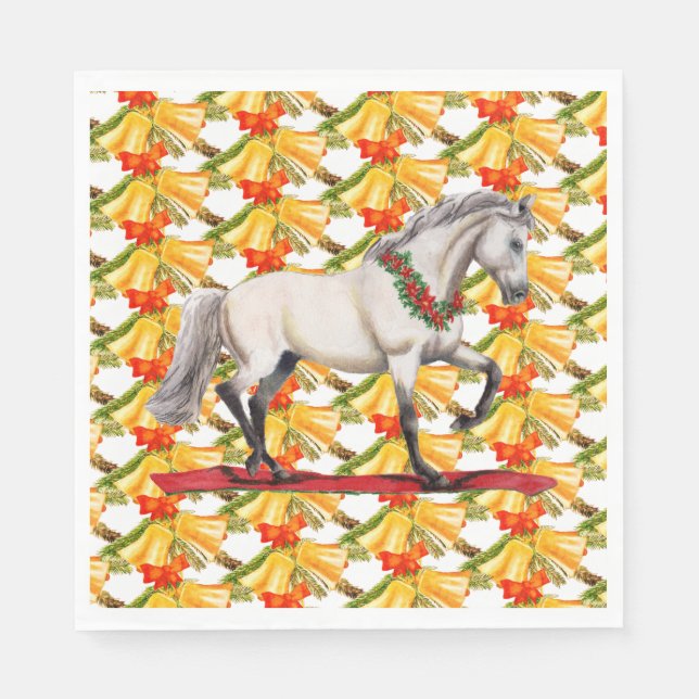 Guardanapo De Papel Cavalo de Natal e Bells Design de Arte Original (Frente)