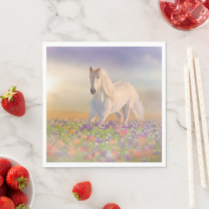 Guardanapo De Papel Cavalo de Sonho correndo através de prado de flore