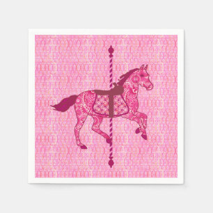 Guardanapo De Papel Cavalo do carrossel - rosa do fúcsia