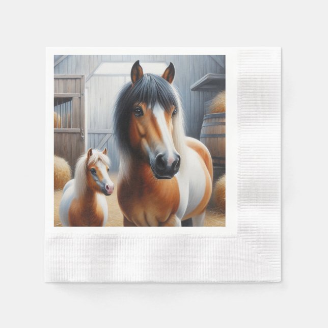 Guardanapo De Papel Cavalo e Pony (Frente)