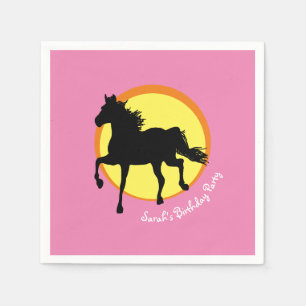 Guardanapo De Papel Cavalo Negro selvagem no Sunset (Partido Napkins)