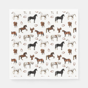 Guardanapo De Papel Cavalos Aquarela Ferradura Selas de Cavalo