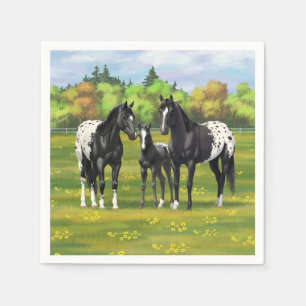 Guardanapo De Papel Cavalos de Appaloosa Pretos Na Pastagem De Verão