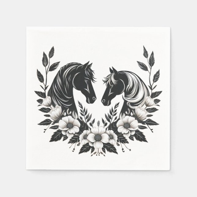 Guardanapo De Papel Cavalos de Casamento e Flores do País (Frente)