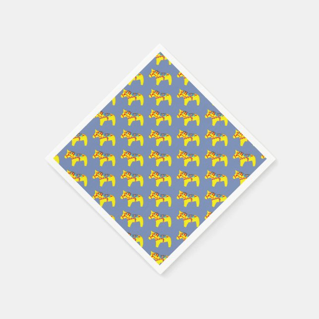 Guardanapo De Papel Cavalos de Dala Azul e Amarelo (Canto)