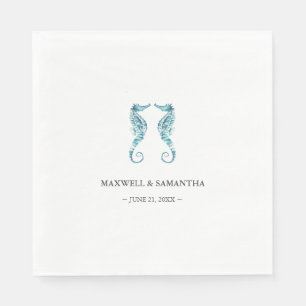 Guardanapo De Papel Cavalos-marinhos personalizados da praia costeira 