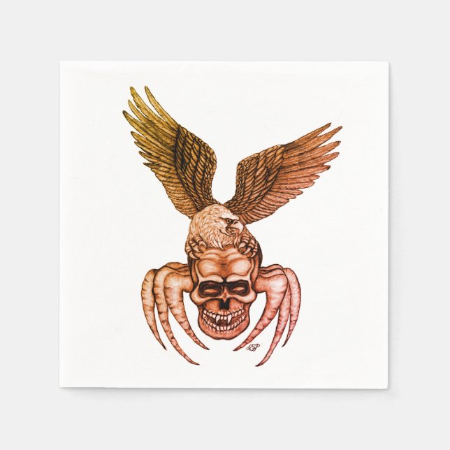 Guardanapo De Papel Caveira-aranha com águia (Frente)