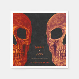 Guardanapo De Papel Caveira Gótica Laranja Negro Halloween
