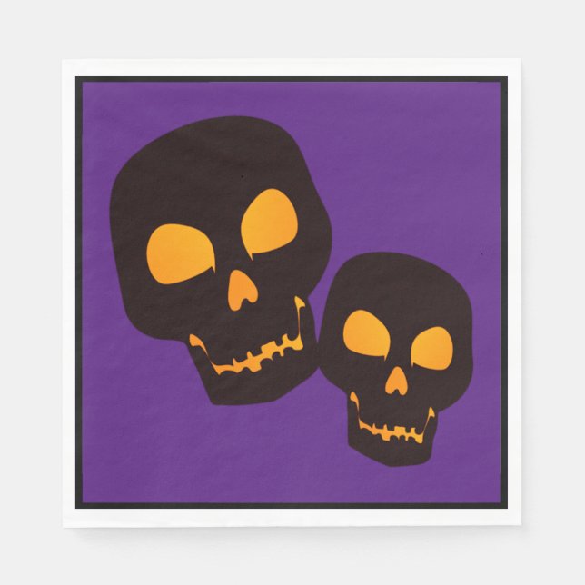 Guardanapo De Papel Caveiras de Halloween Pretas (Frente)