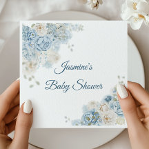 Celebração Botânica Floral Azul para Bebê