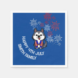 Guardanapo De Papel Celebração da Liberdade - Cão de Cartoon - 4 de ju