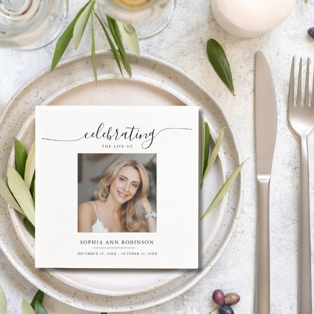 Guardanapo De Papel Celebração da Memória de Funeral com Foto (Criador carregado)