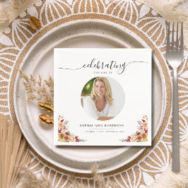 Guardanapo De Papel Celebração da Vida Floral Memorial Foto Funeral