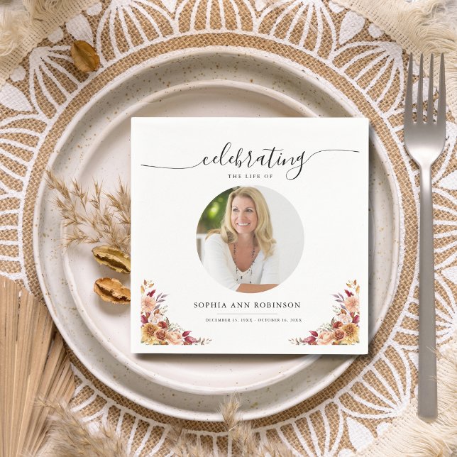 Guardanapo De Papel Celebração da Vida Floral Memorial Foto Funeral (Criador carregado)