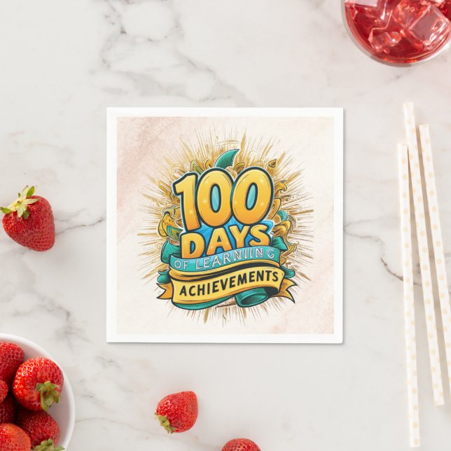 Guardanapo De Papel Celebração de 100 dias de Alcanços de Aprendizado (Insitu)