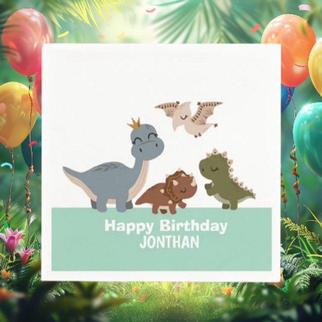 Guardanapo De Papel Celebração de Aniversário Boho Dino-Mite (Celebrate in style with our Boho Dinosaur Birthday Napkins! )