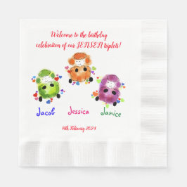 Guardanapo De Papel Celebração de aniversário de Triplets