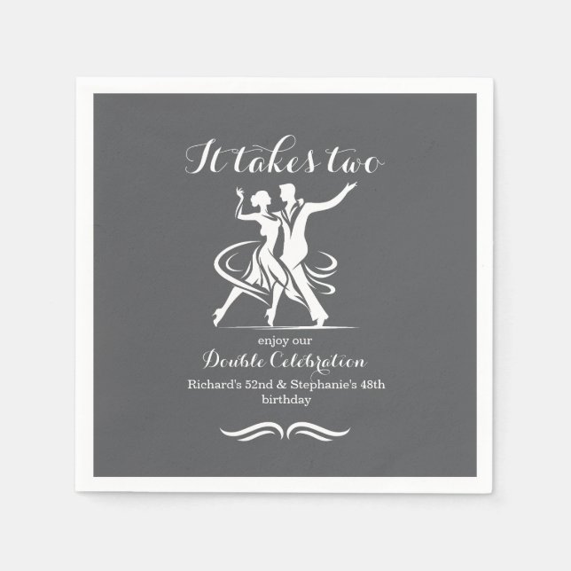 Guardanapo De Papel Celebração de Aniversário do Casal Dançante Elegan (Frente)