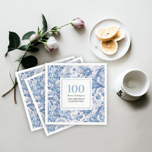 Guardanapo De Papel Celebração de aniversário do Toile Azul francês 10