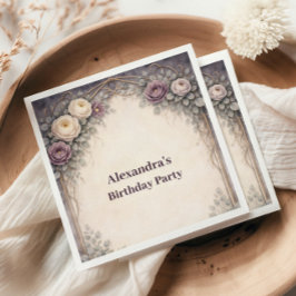 Guardanapo De Papel Celebração de Aniversário Floral Pastel em Suave E