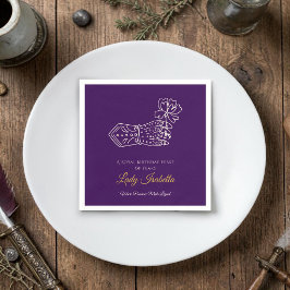 Guardanapo De Papel Celebração de Aniversário Real Mão Floral Roxo Dou