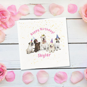 Guardanapo De Papel Celebração de Cães de Pet Birthday Rosa