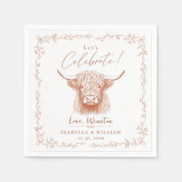 Guardanapo De Papel Celebração de Casamento Vaca Highland Personalizad