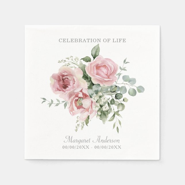 Guardanapo De Papel Celebração de Vida Rosa Bege (Frente)