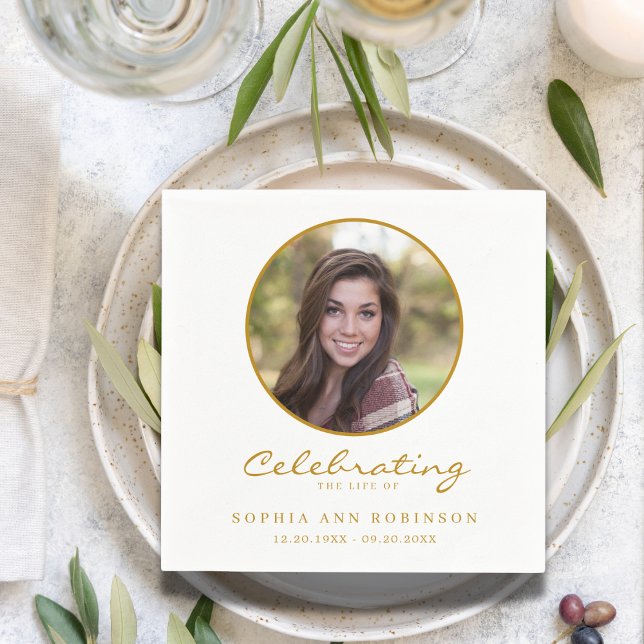 Guardanapo De Papel Celebração do Funeral de Script Dourado de Foto Li (Criador carregado)