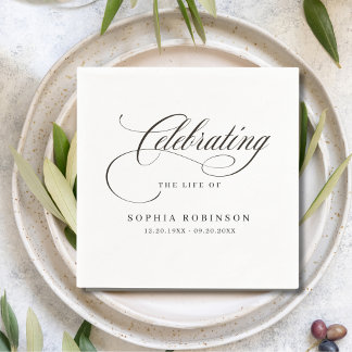 Guardanapo De Papel Celebração do Funeral de Script Elegante Moderno d