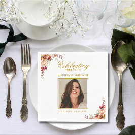 Guardanapo De Papel Celebração do Memorial Floral da Foto da Vida