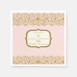 Guardanapo De Papel Celebração do Ouro rosa 50º aniversário de casamen