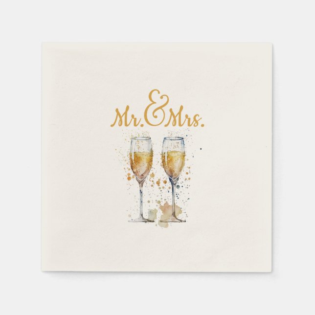 Guardanapo De Papel Celebração do Sr. e da Sra. Champagne (Frente)