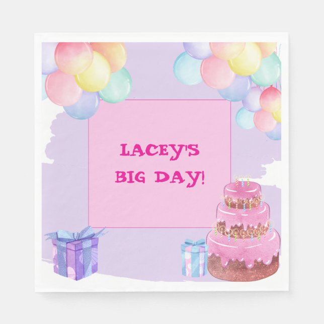 Guardanapo De Papel Celebração Doce: Papel de Aniversário Roxo (Frente)