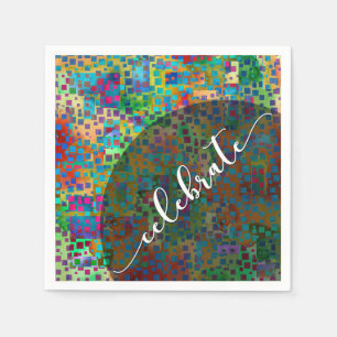 Guardanapo De Papel Celebração: Graduação de Confetti Colorida Abstrat