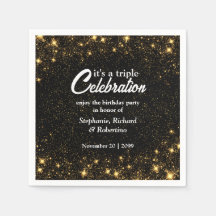Celebração Tripla de Aniversário Conjunto Dourado 