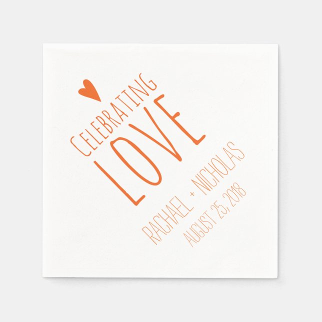 Guardanapo De Papel Celebrando o Amor | Orange Wedding (Frente)