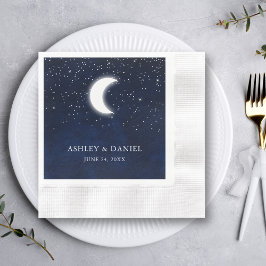 Guardanapo De Papel Celestial Blue Sky Moon Stars Casamento Cocktail