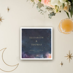 Guardanapo De Papel Celestial Gift Midnight Blue Sky Stars Watercolor