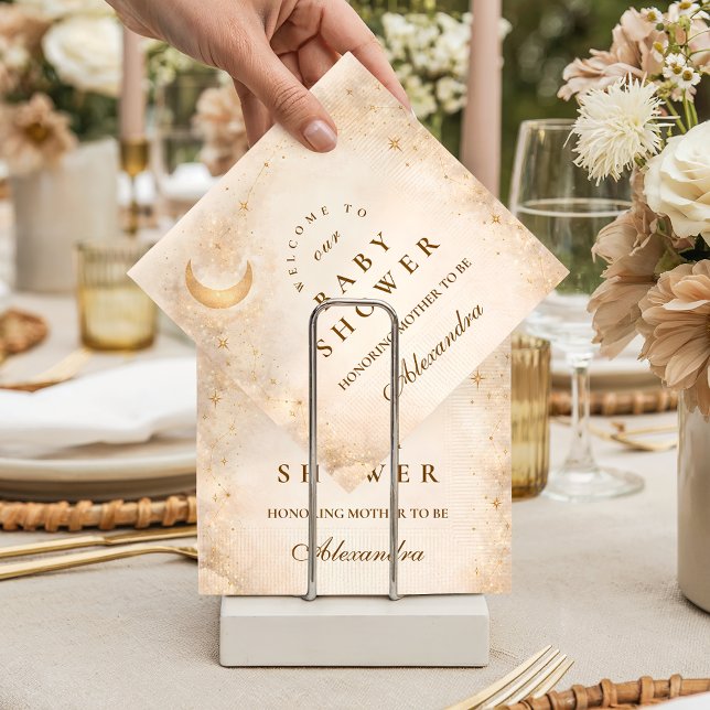 Guardanapo De Papel Celestial Ivory Gold Baby Shower (Criador carregado)
