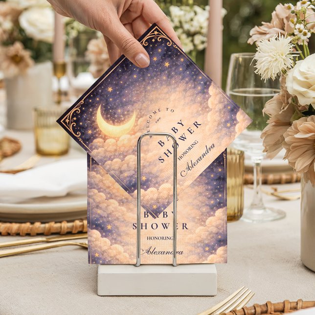 Guardanapo De Papel Celestial Moon Stars Neutral Baby Shower (Criador carregado)