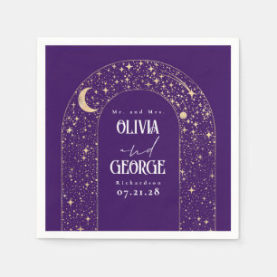 Guardanapo De Papel Celestial Moon Stars Purple Casamento