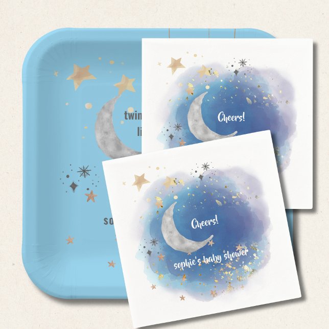 Guardanapo De Papel Celestial Moon Stars, Royal Blue And Gold Abstract (Criador carregado)