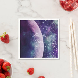 Guardanapo De Papel Celestial Purple Galaxy Moon Wedding 