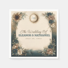 Guardanapo De Papel Celestial Sun Moon Boho Floral Rustic Wedding